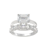 LADIES BRIDAL SET 3 1/2CT ROUND/EMERALD DIAMOND 14K WHITE GOLD (CENTER STONE EMERALD DIAMOND 2.00CT)