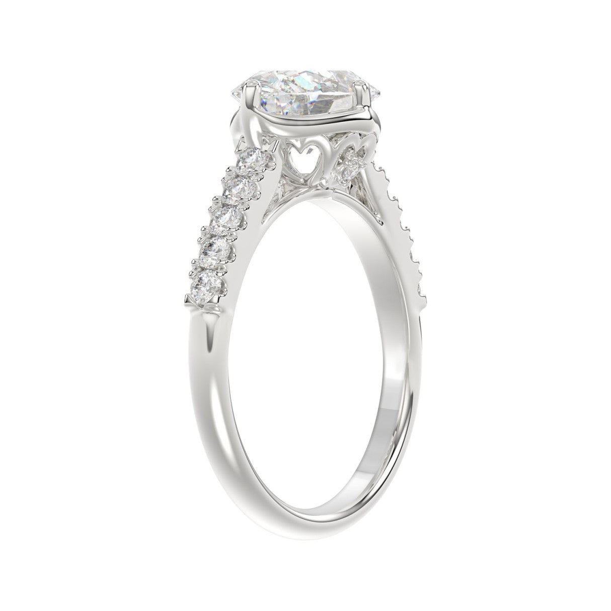 Ladies 14K White Gold Ladies Elegance- Bridal Set  3 3/4CT Round & Oval Diamonds 2.00CT Oval Center stone (Color F-G -Clarity VS1/VS2)