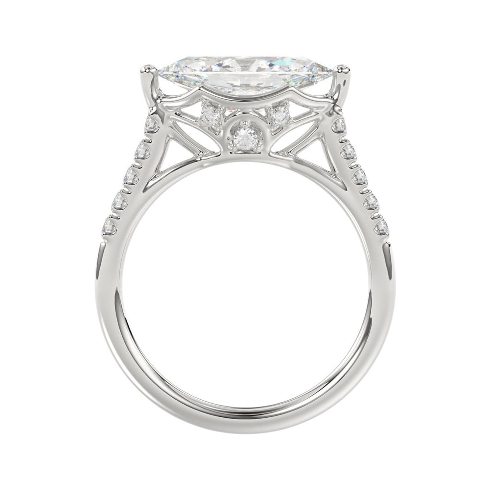 14K WHITE GOLD 3 1/2CT ROUND/MARQUISE DIAMOND LADIES BRIDAL SET (CENTER STONE MARQUISE DIAMOND 2.00CT)