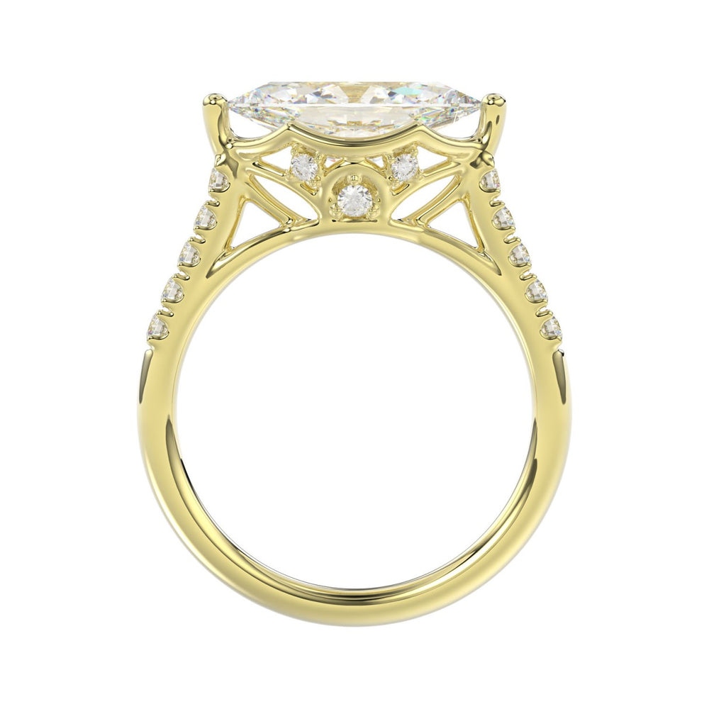 14K YELLOW GOLD 3 1/2CT ROUND/MARQUISE DIAMOND LADIES BRIDAL SET (CENTER STONE MARQUISE DIAMOND 2.00CT)