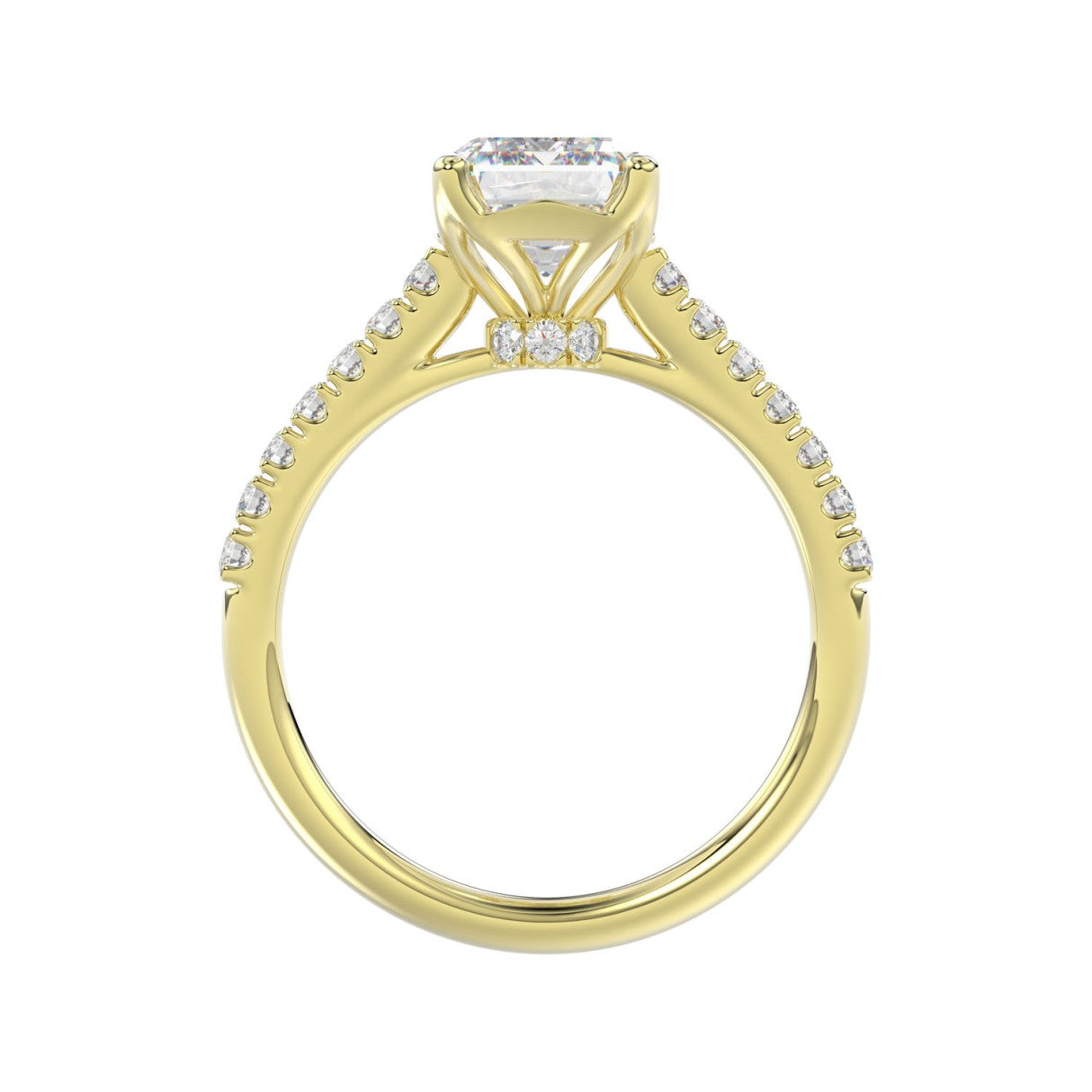 LADIES BRIDAL SET 5.00CT ROUND/EMERALD DIAMOND 14K YELLOW GOLD (CENTER STONE EMERALD DIAMOND 3.00CT)