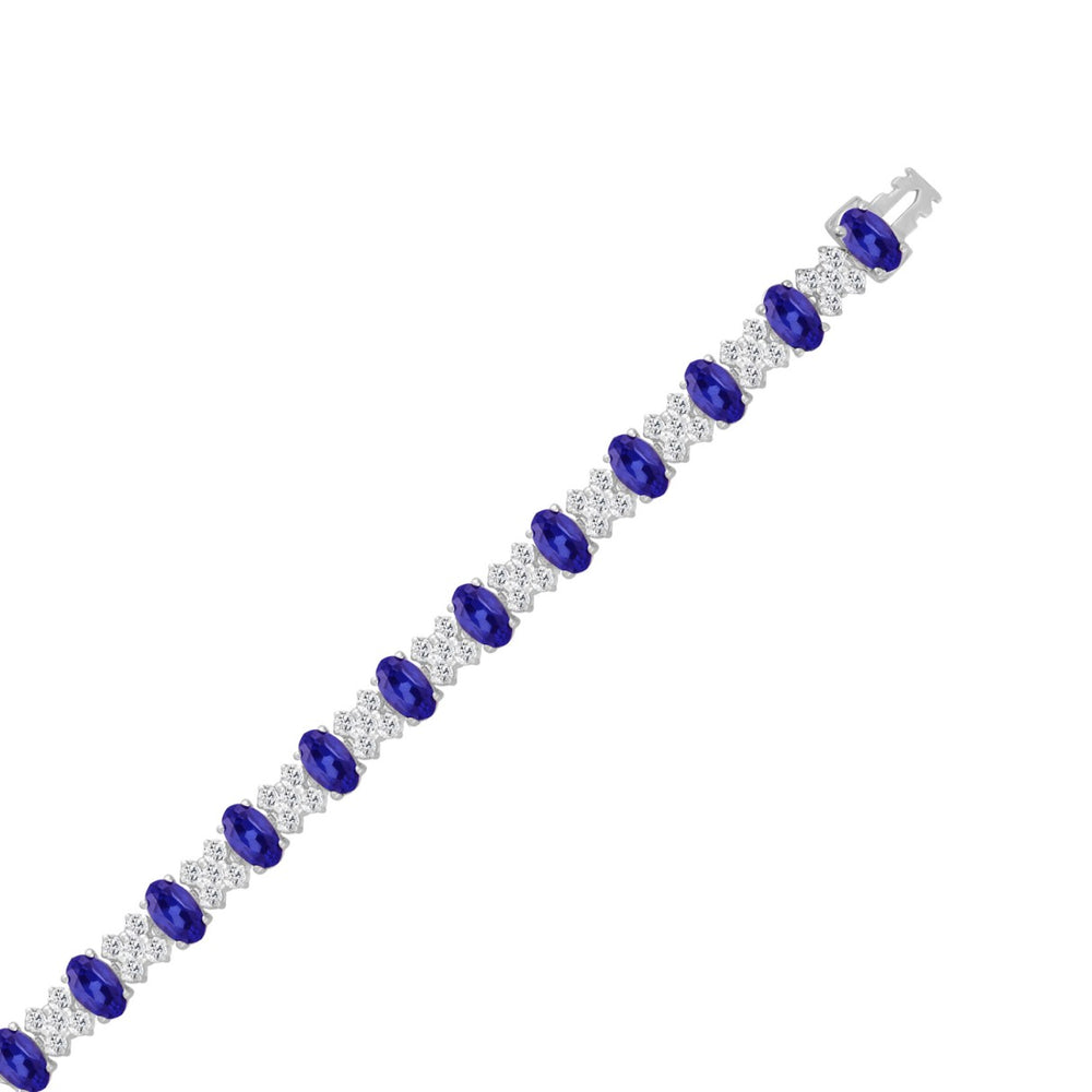 14K WHITE GOLD 10 3/8CT ROUND/TANZANITE OVAL DIAMOND LADIES BRACELET 