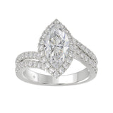 14K WHITE GOLD 2 3/4CT ROUND/MARQUISE DIAMOND LADIES RING (CENTER STONE MARQUISE DIAMOND 2CT)