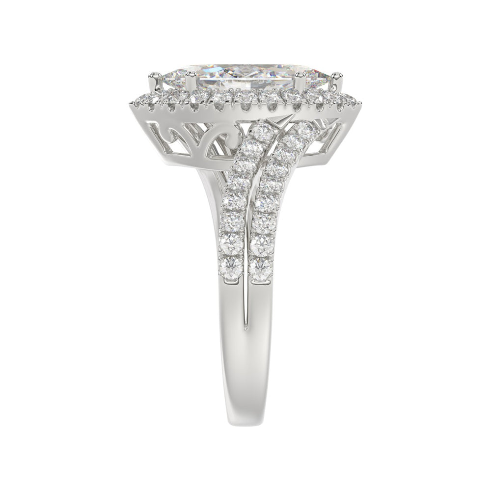 14K WHITE GOLD 2 3/4CT ROUND/MARQUISE DIAMOND LADIES RING (CENTER STONE MARQUISE DIAMOND 2CT)