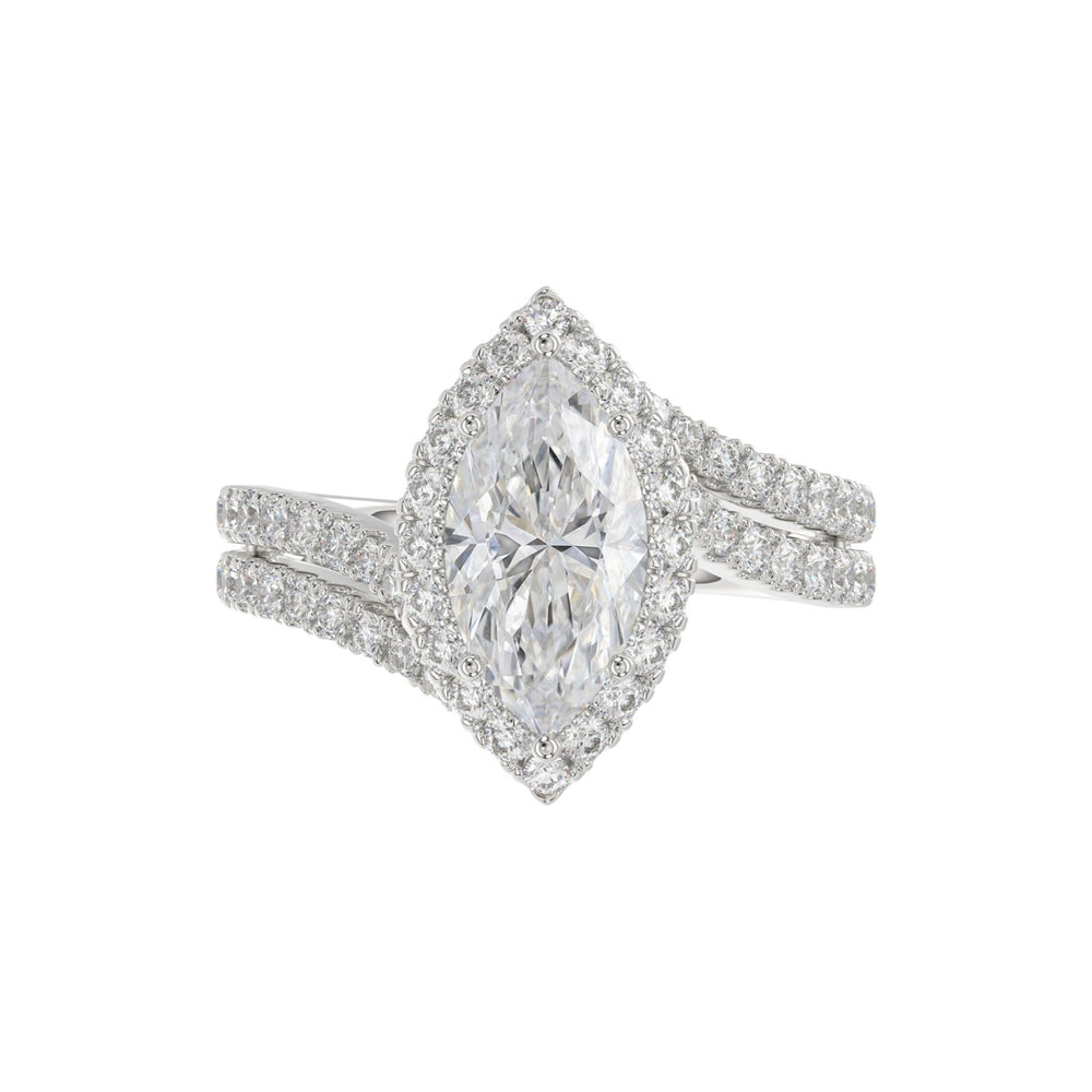 14K WHITE GOLD 2 3/4CT ROUND/MARQUISE DIAMOND LADIES RING (CENTER STONE MARQUISE DIAMOND 2CT)