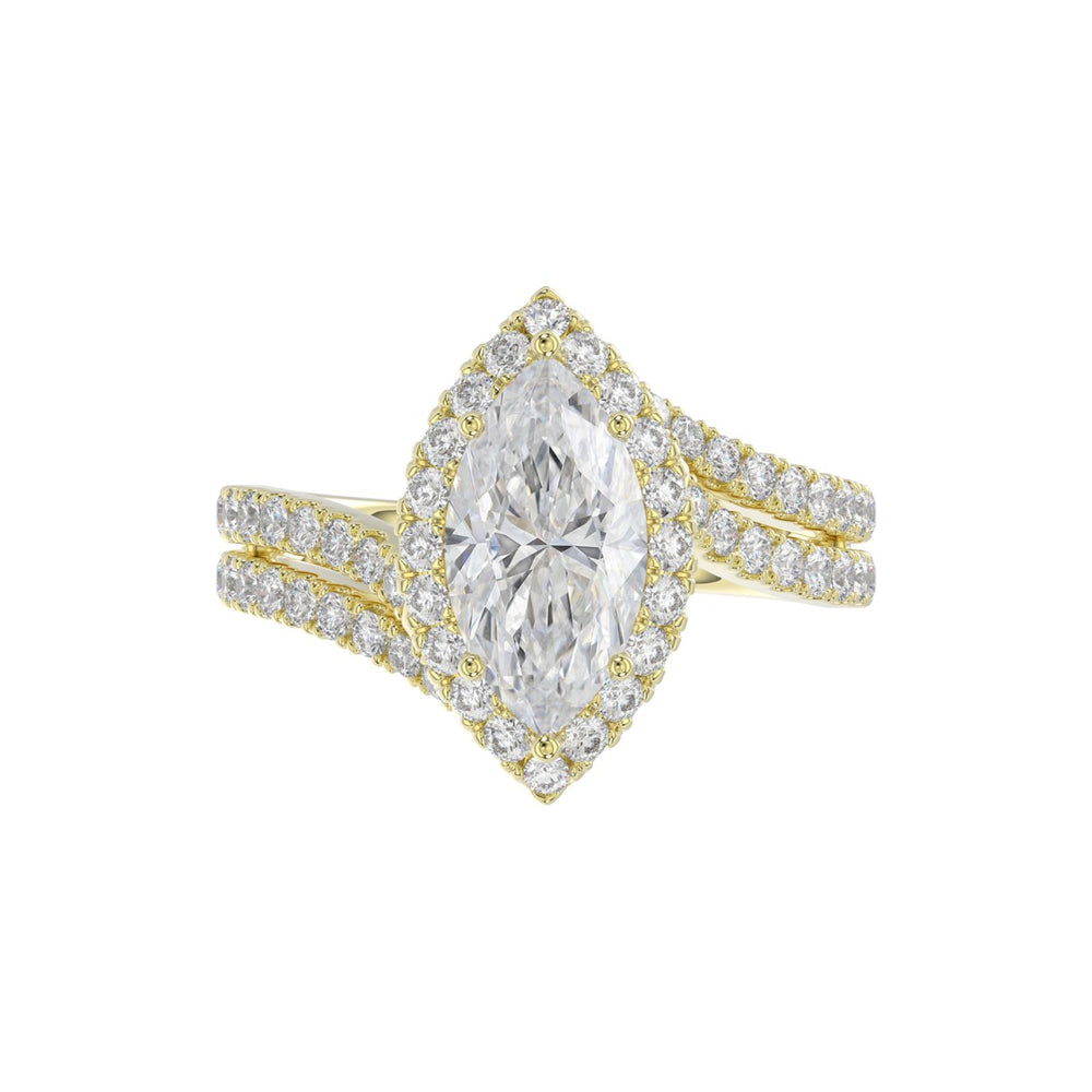 14K YELLOW GOLD 2 3/4CT ROUND/MARQUISE DIAMOND LADIES RING (CENTER STONE MARQUISE DIAMOND 2CT)