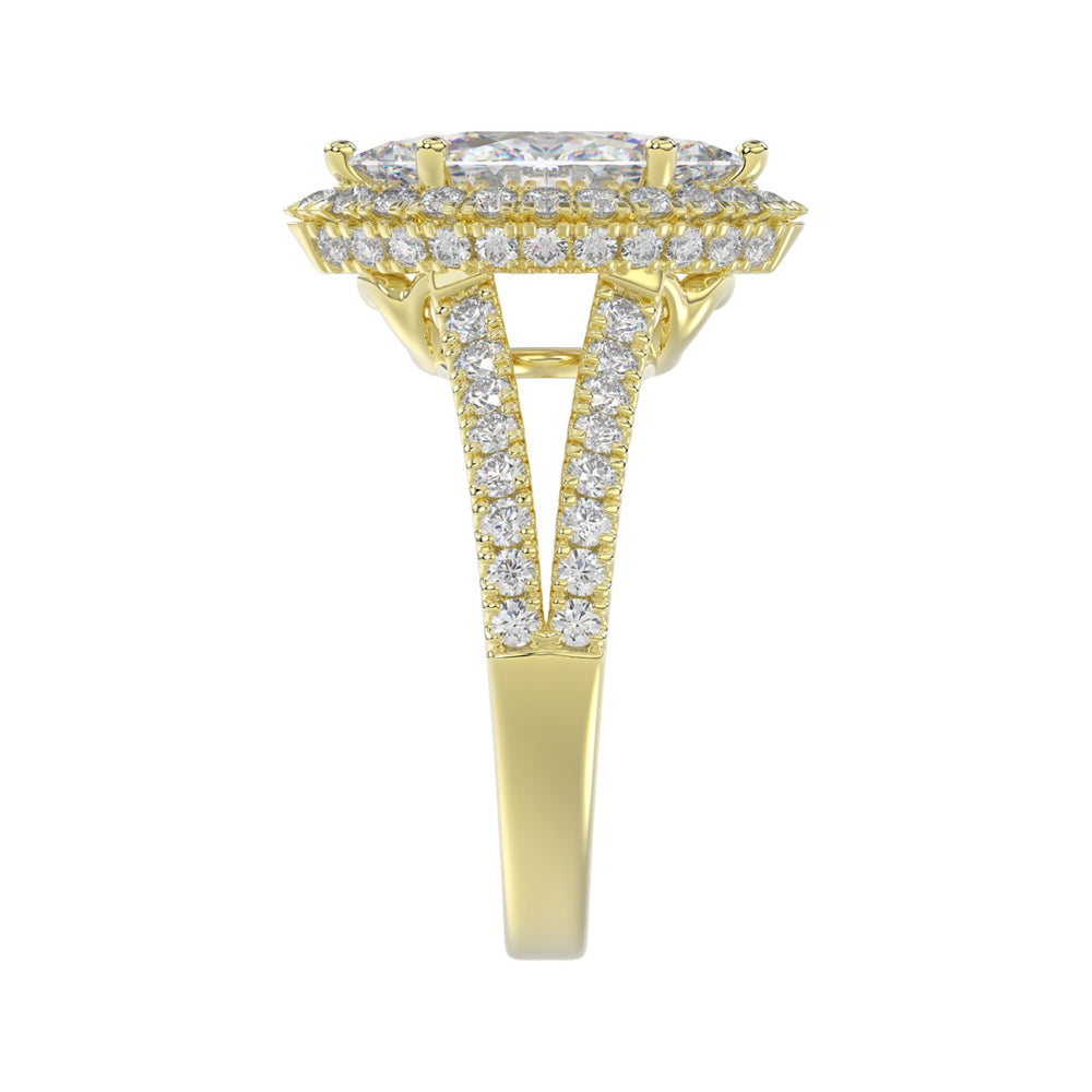 14K YELLOW GOLD 3.00CT ROUND/MARQUISE DIAMOND LADIES RING (CENTER STONE MARQUISE DIAMOND 2CT)