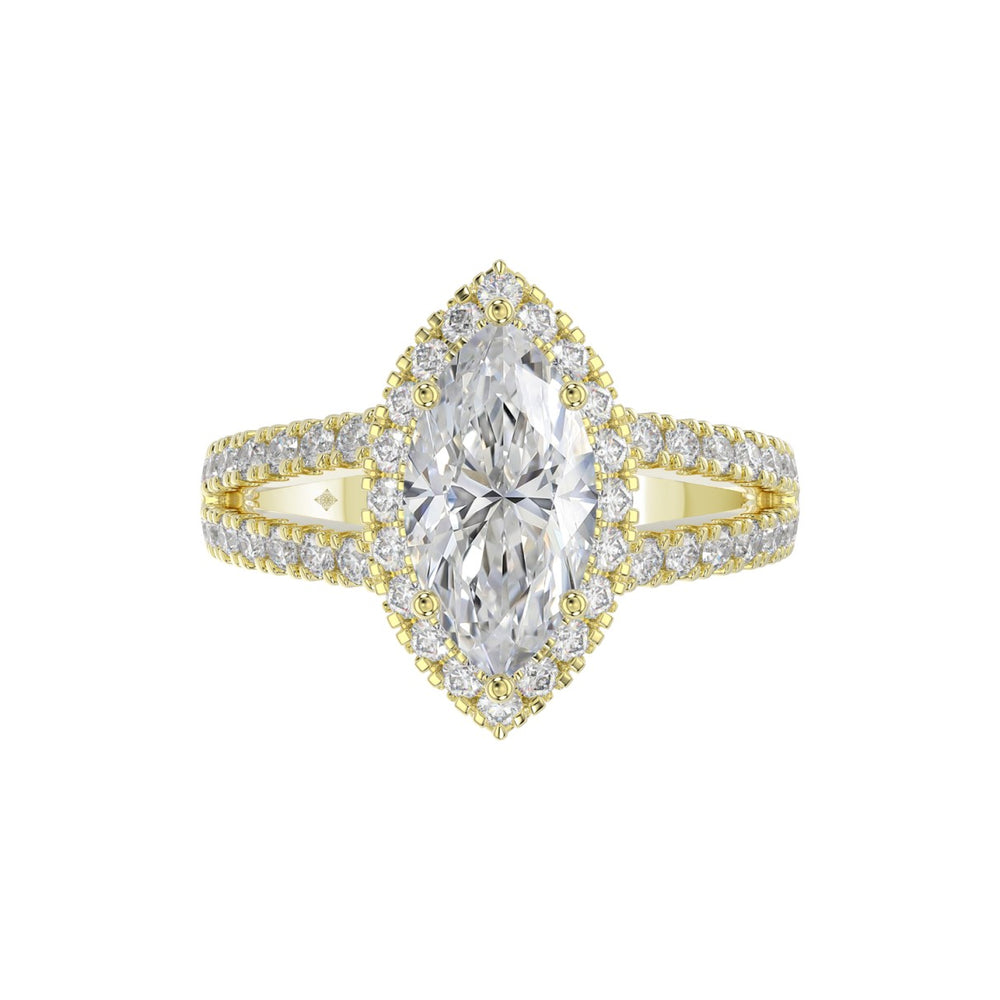 14K YELLOW GOLD 3.00CT ROUND/MARQUISE DIAMOND LADIES RING (CENTER STONE MARQUISE DIAMOND 2CT)