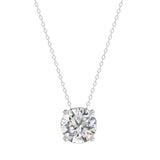 LADIES SOLITAIRE PENDANT WITH UNDER-PASS CHAIN 1 1/2CT ROUND DIAMOND 14K WHITE GOLD 