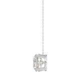 LADIES SOLITAIRE PENDANT WITH UNDER-PASS CHAIN 1 1/2CT ROUND DIAMOND 14K WHITE GOLD 