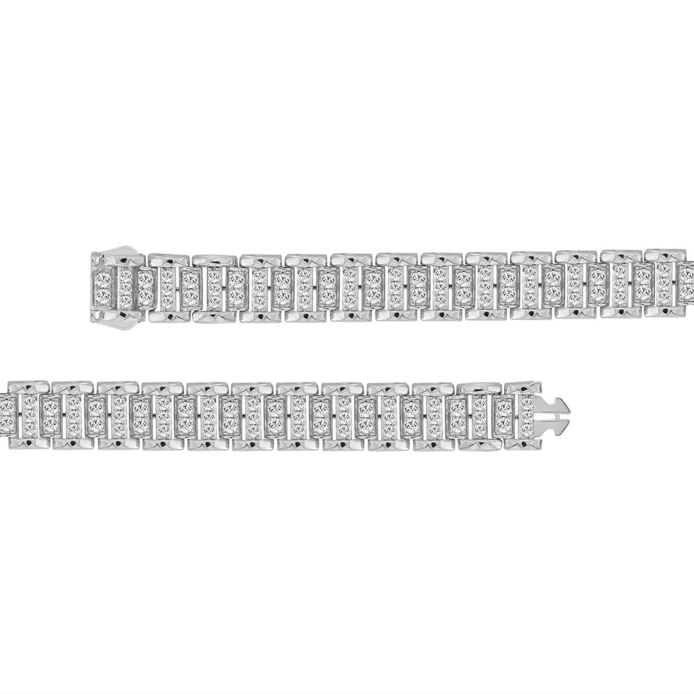 10K WHITE GOLD 5.00CT ROUND DIAMOND MEN'S BRACELET