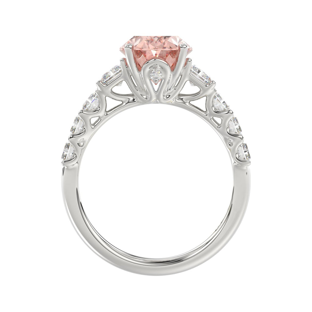 14K WHITE GOLD 4 3/4CT ROUND/OVAL/RADIANT DIAMOND LADIES RING (CENTER STONE OVAL PINK DIAMOND 3.00CT)