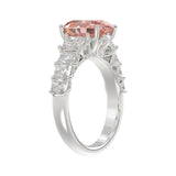 14K WHITE GOLD 4 3/4CT ROUND/OVAL/RADIANT DIAMOND LADIES RING (CENTER STONE OVAL PINK DIAMOND 3.00CT)