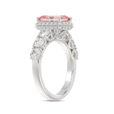 ETERNAL BLUSH COLLECTION 14K WHITE GOLD 3 1/2CT ROUND/ PINK RADIANT DIAMOND LADIES RING (CENTER STONE PINK RADIANT DIAMOND 2CT)