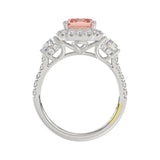 14K WHITE GOLD 4 1/4CT ROUND/RADIANT/TRAPEZOID DIAMOND LADIES RING (CENTER STONE PINK RADIANT DIAMOND 3.00CT)