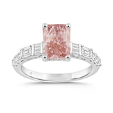 14K WHITE GOLD 2 3/4CT ROUND/BAGUETTE/EMERALD/RADIANT DIAMOND LADIES BRIDAL SET  (CENTER STONE RADIANT PINK DIAMOND 2CT)