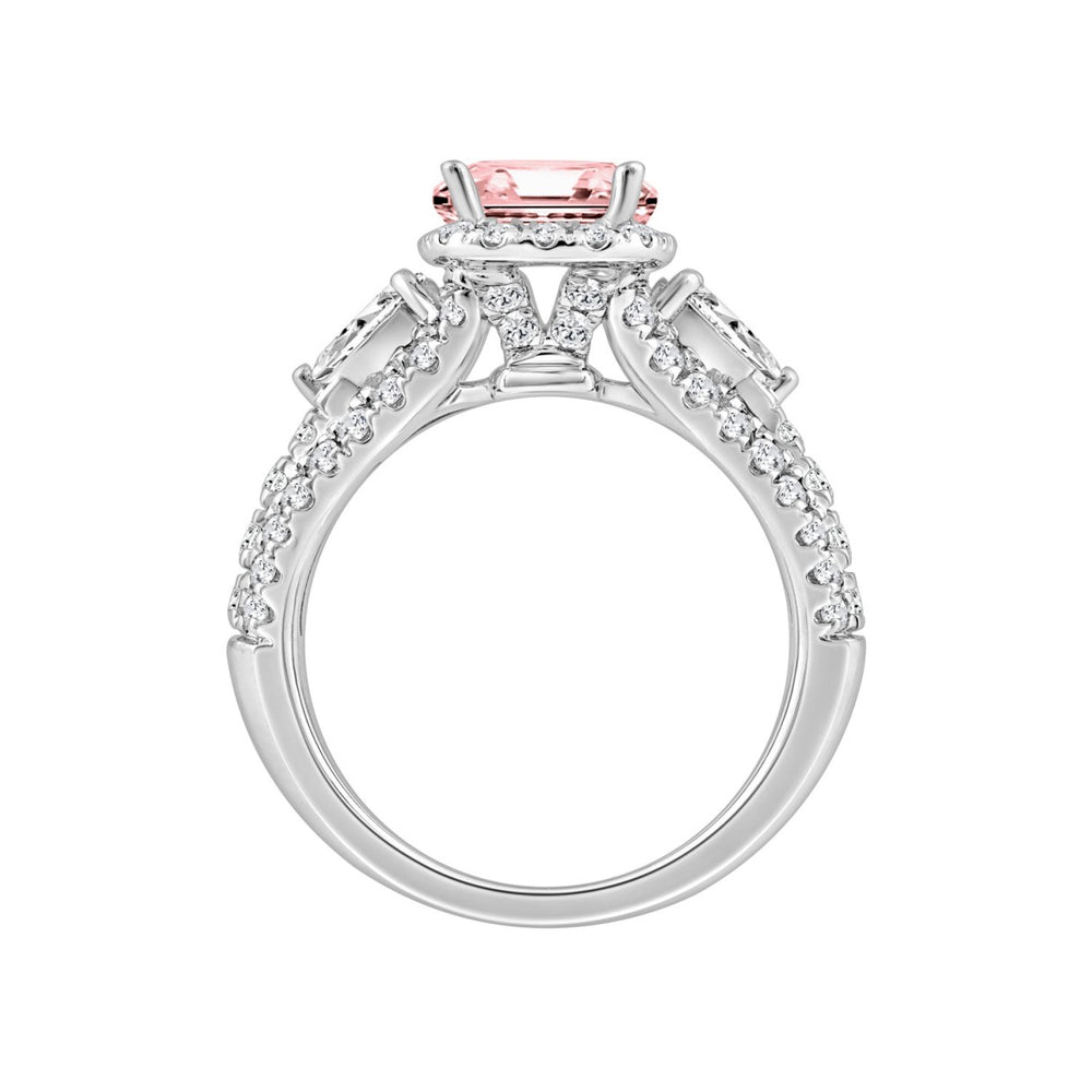 14K WHITE GOLD 3 1/2CT ROUND/PEAR/CUSHION DIAMOND LADIES BRIDAL SET (CENTER STONE CUSHION PINK DIAMOND 2CT)