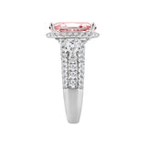 ETERNAL BLUSH COLLECTION 14K WHITE GOLD 3 1/2CT ROUND/PEAR/PINK CUSHION DIAMOND LADIES BRIDAL SET (CENTER STONE PINK CUSHION PINK DIAMOND 2CT)