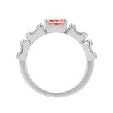 ETERNAL BLUSH COLLECTION 14K WHITE GOLD 1.00CT ROUND/BAGUETTE/ PINK RADIANT DIAMOND LADIES RING
