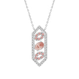 14K WHITE GOLD 1.00CT ROUND/OVAL DIAMOND LADIES NECKLACE