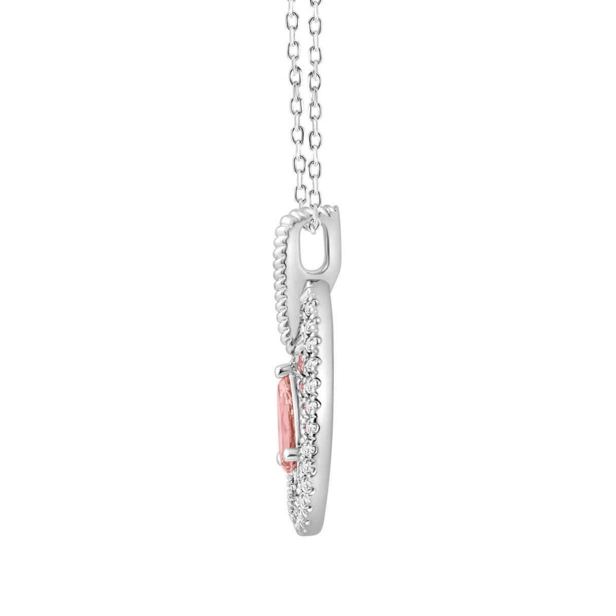 14K WHITE GOLD 1.00CT ROUND/PEAR DIAMOND LADIES PENDANT WITH CHAIN