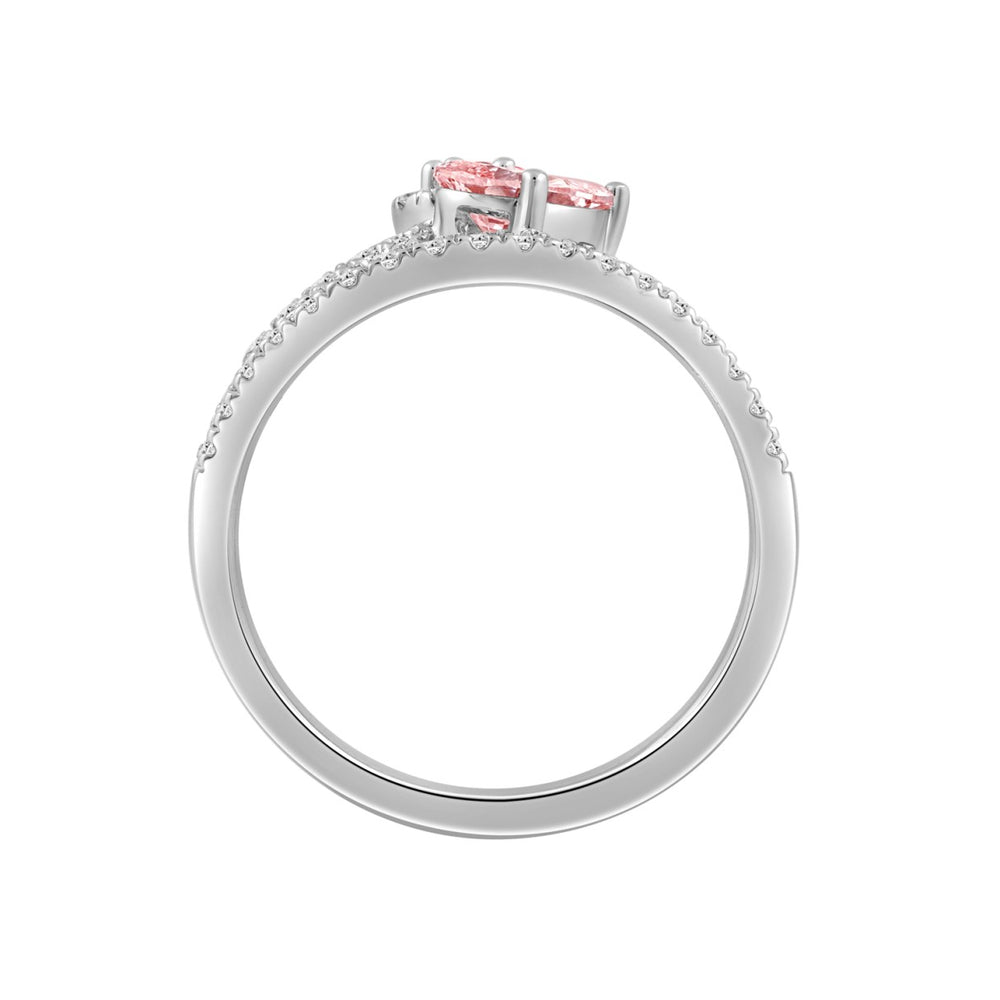 ETERNAL BLUSH COLLECTION 14K WHITE GOLD 1.00CT PINK ROUND/ PINK PEAR DIAMOND LADIES RING