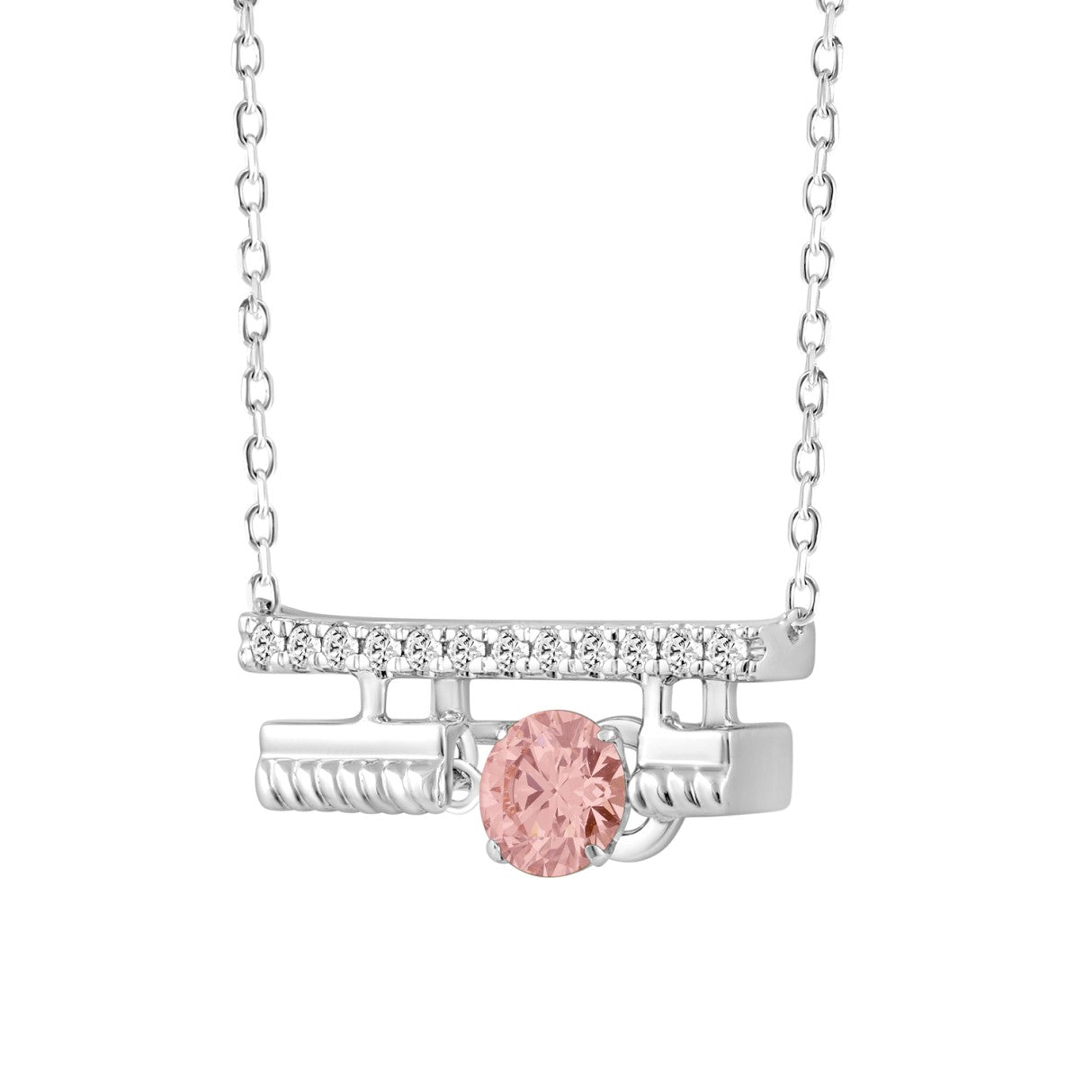 ETERNAL BLUSH COLLECTION 14K WHITE GOLD 5/8CT ROUND DIAMOND LADIES PENDANT (ROUND PINK)