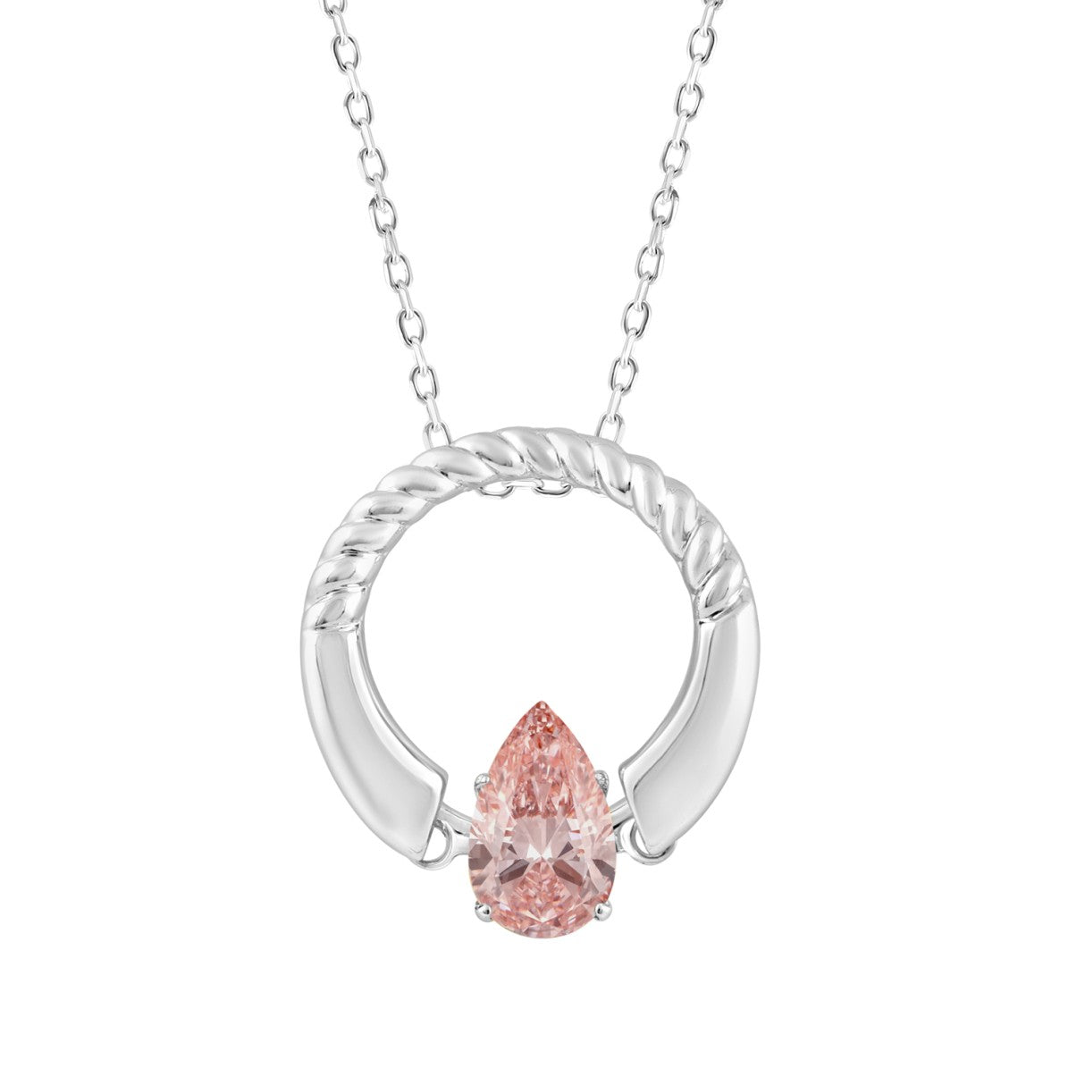 ETERNAL BLUSH COLLECTION 14K WHITE GOLD 1/2CT PINK PEAR DIAMOND LADIES PENDANT WITH CHAIN
