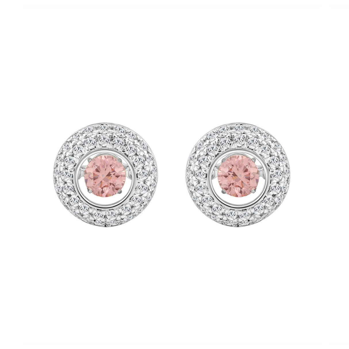 ETERNAL BLUSH COLLECTION 14K WHITE GOLD 1.00CT ROUND DIAMOND LADIES EARRING (ROUND PINK )