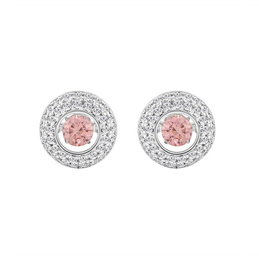 ETERNAL BLUSH COLLECTION 14K WHITE GOLD 1.00CT ROUND DIAMOND LADIES EARRING (ROUND PINK )