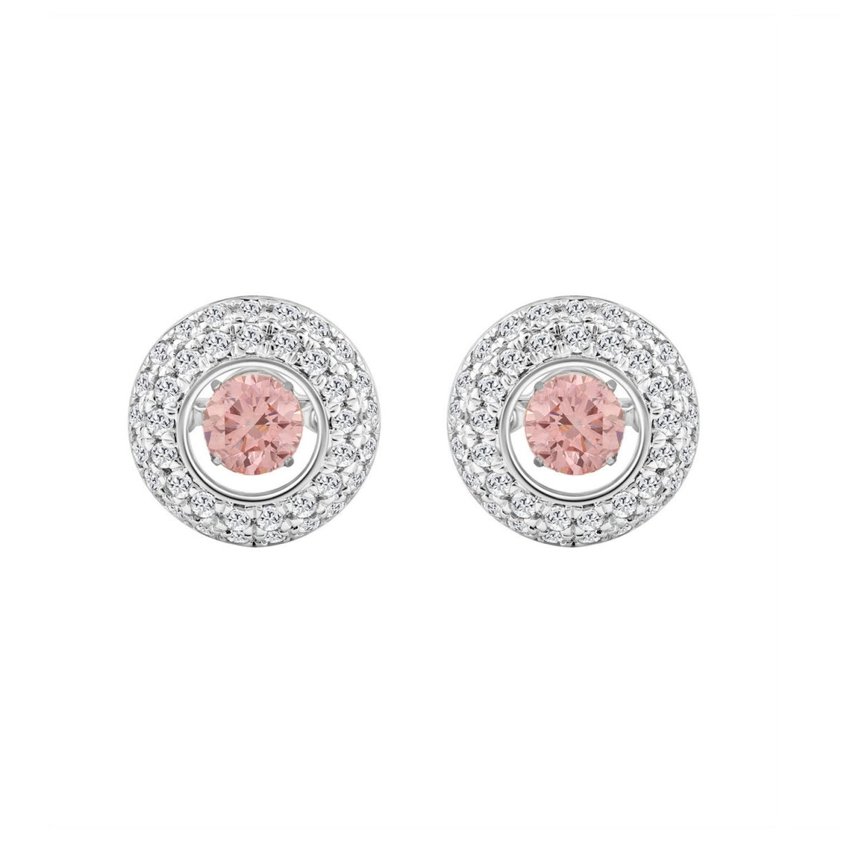 ETERNAL BLUSH COLLECTION 14K WHITE GOLD 1.00CT ROUND DIAMOND LADIES EARRING (ROUND PINK )