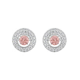 ETERNAL BLUSH COLLECTION 14K WHITE GOLD 1.00CT ROUND DIAMOND LADIES EARRING (ROUND PINK )