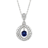 14K WHITE GOLD 3/4CT ROUND DIAMOND LADIES PENDANT WITH CHAIN (ROUND BLUE)