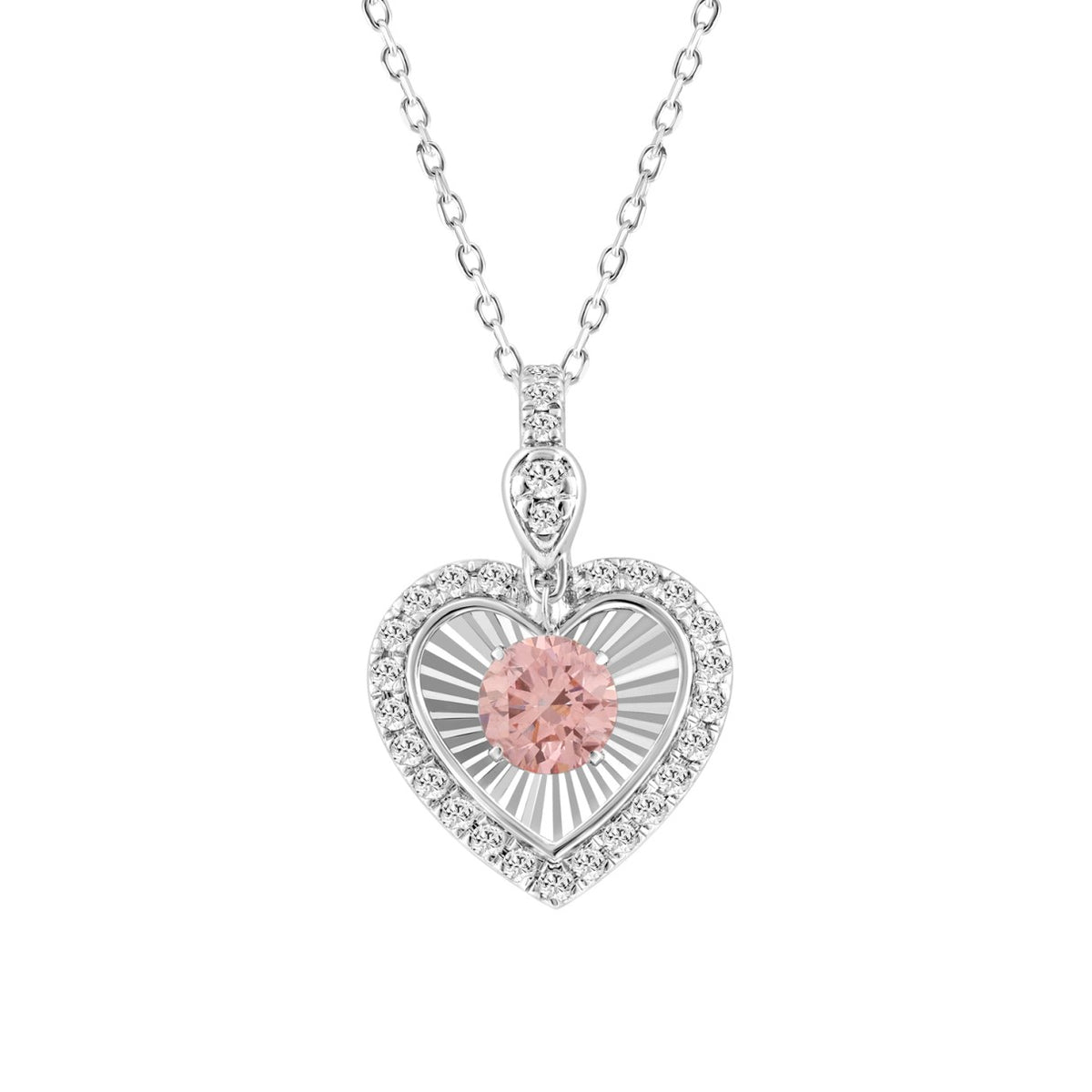 ETERNAL BLUSH COLLECTION 14K WHITE GOLD 3/4CT ROUND DIAMOND LADIES PENDANT WITH CHAIN (ROUND PINK)