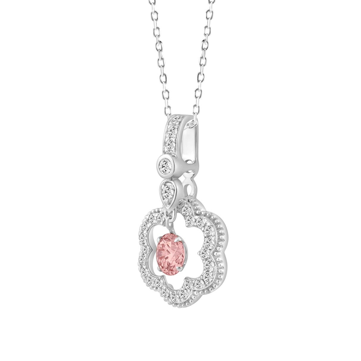 14K WHITE GOLD 3/4CT ROUND DIAMOND LADIES PENDANT WITH CHAIN