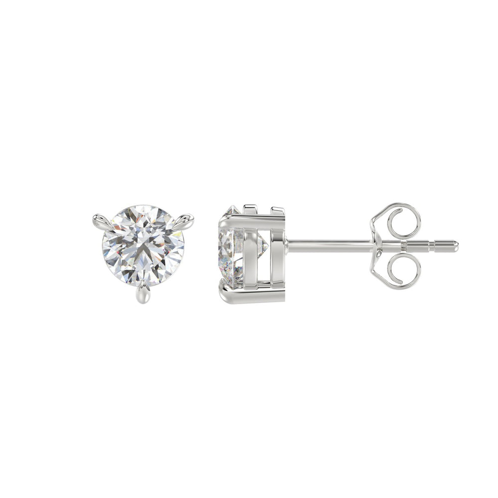 18K WHITE GOLD 1.00CT ROUND DIAMOND SOLITAIRE EARRINGS (TALON CLAWS LOCK)