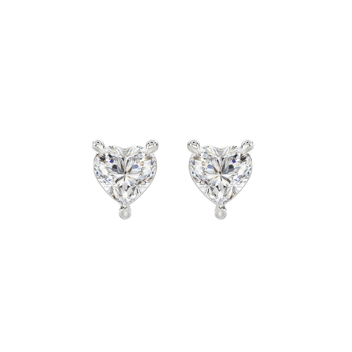 18K WHITE GOLD 1 1/2CT HEART DIAMOND SOLITAIRE EARRINGS (TALON CLAWS LOCK)