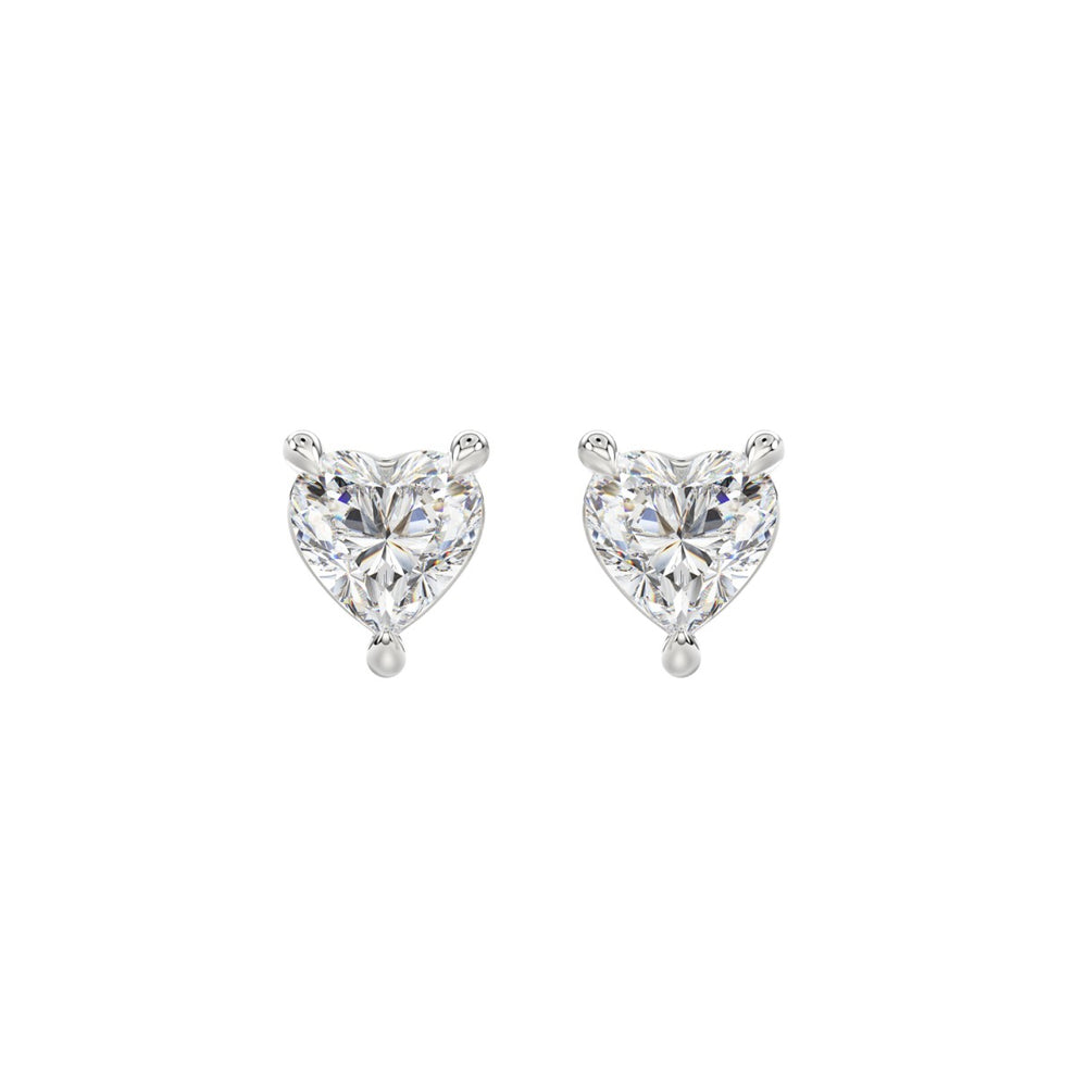 18K WHITE GOLD 1 1/2CT HEART DIAMOND SOLITAIRE EARRINGS (TALON CLAWS LOCK)