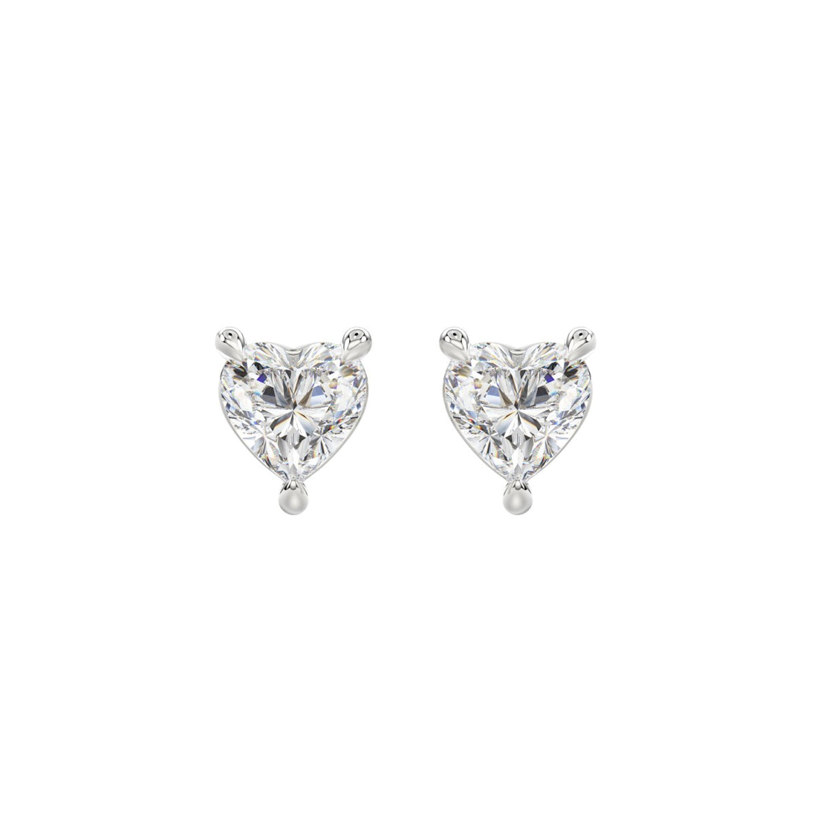 18K WHITE GOLD 1 1/2CT HEART DIAMOND SOLITAIRE EARRINGS (TALON CLAWS LOCK)