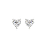 18K WHITE GOLD 1 1/2CT HEART DIAMOND SOLITAIRE EARRINGS (TALON CLAWS LOCK)