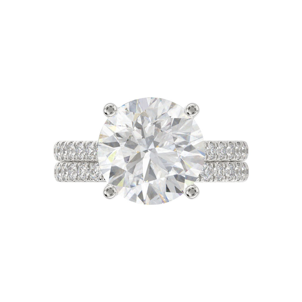 18K WHITE GOLD 4.00CT ROUND DIAMOND LADIES BRIDAL SET (CENTER STONE ROUND DIAMOND 3 1/2CT)