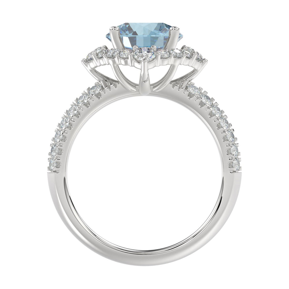 14K WHITE GOLD 2 3/4CT ROUND DIAMOND LADIES RING (CENTER STONE BLUE ROUND DIAMOND 2CT)