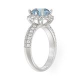 14K WHITE GOLD 2 3/4CT ROUND DIAMOND LADIES RING (CENTER STONE BLUE ROUND DIAMOND 2CT)