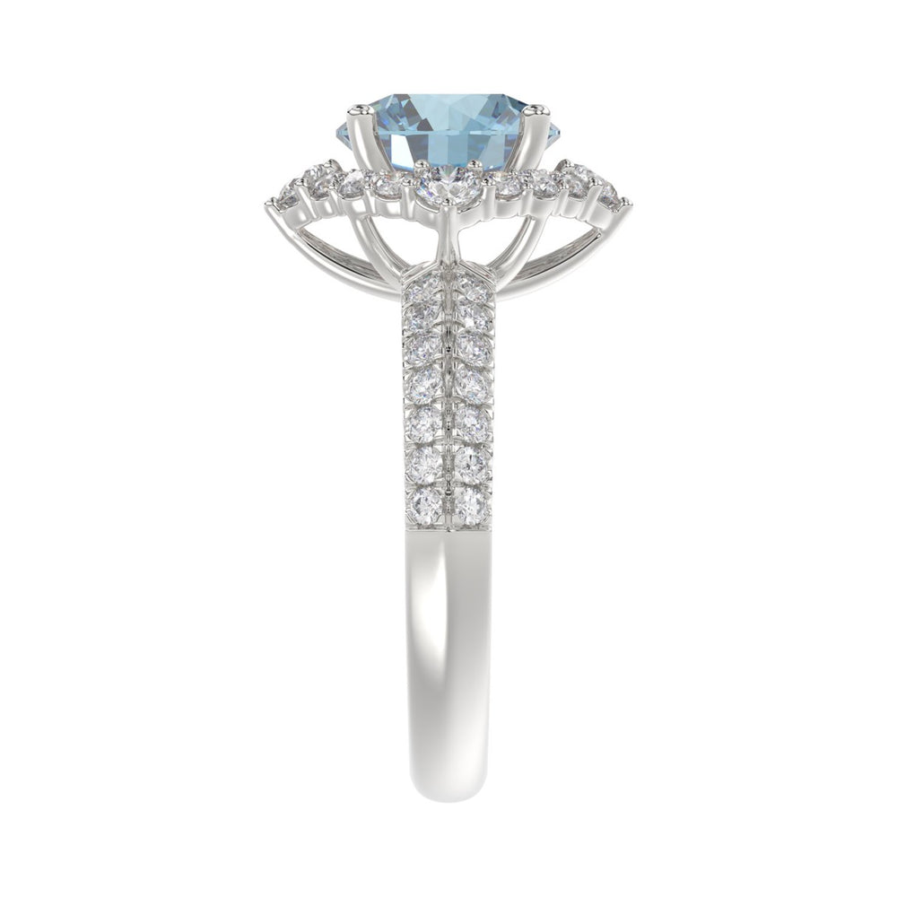 14K WHITE GOLD 2 3/4CT ROUND DIAMOND LADIES RING (CENTER STONE BLUE ROUND DIAMOND 2CT)