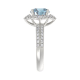 14K WHITE GOLD 2 3/4CT ROUND DIAMOND LADIES RING (CENTER STONE BLUE ROUND DIAMOND 2CT)