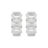 14K WHITE GOLD 3.00CT EMERALD DIAMOND LADIES HOOPS EARRINGS