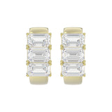 14K YELLOW GOLD 3.00CT EMERALD DIAMOND HOOPS EARRING