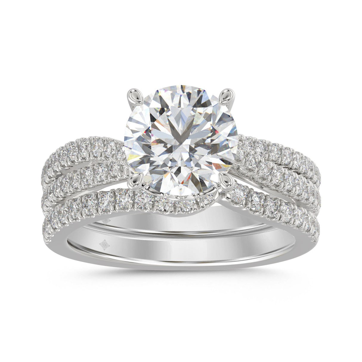 14K WHITE GOLD 2 1/2CT ROUND DIAMOND BRIDAL SET (CENTER STONE ROUND DIAMOND 2CT)