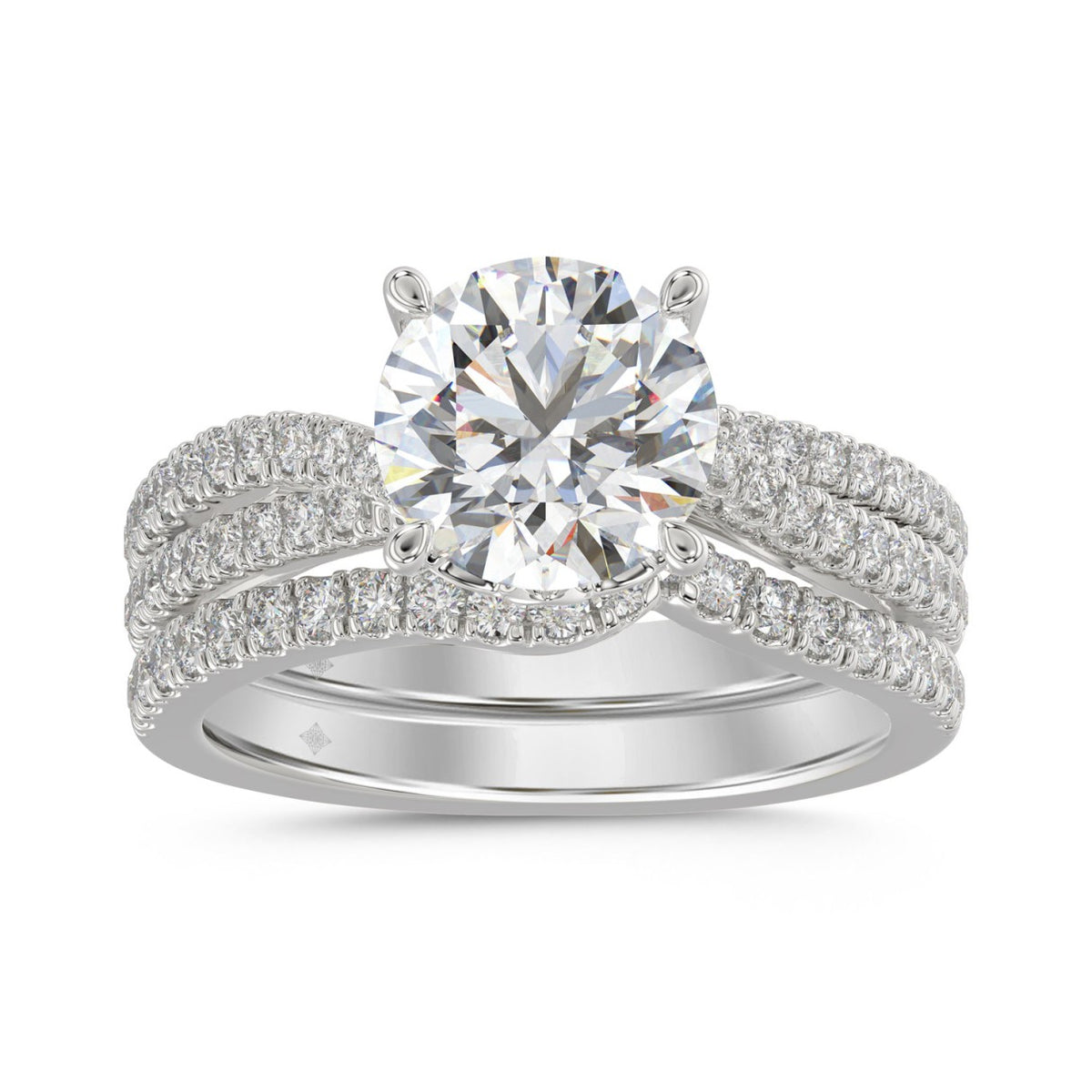 14K WHITE GOLD 2 1/2CT ROUND DIAMOND BRIDAL SET (CENTER STONE ROUND DIAMOND 2CT)