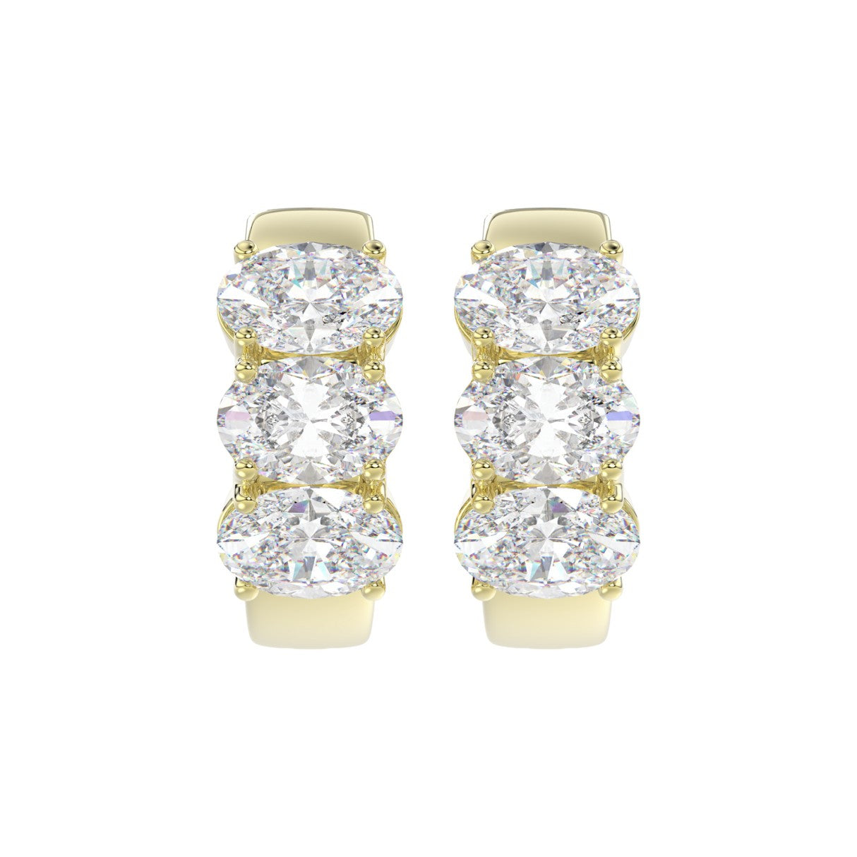 14K YELLOW GOLD 3.00CT OVAL DIAMOND LADIES HOOP EARRINGS